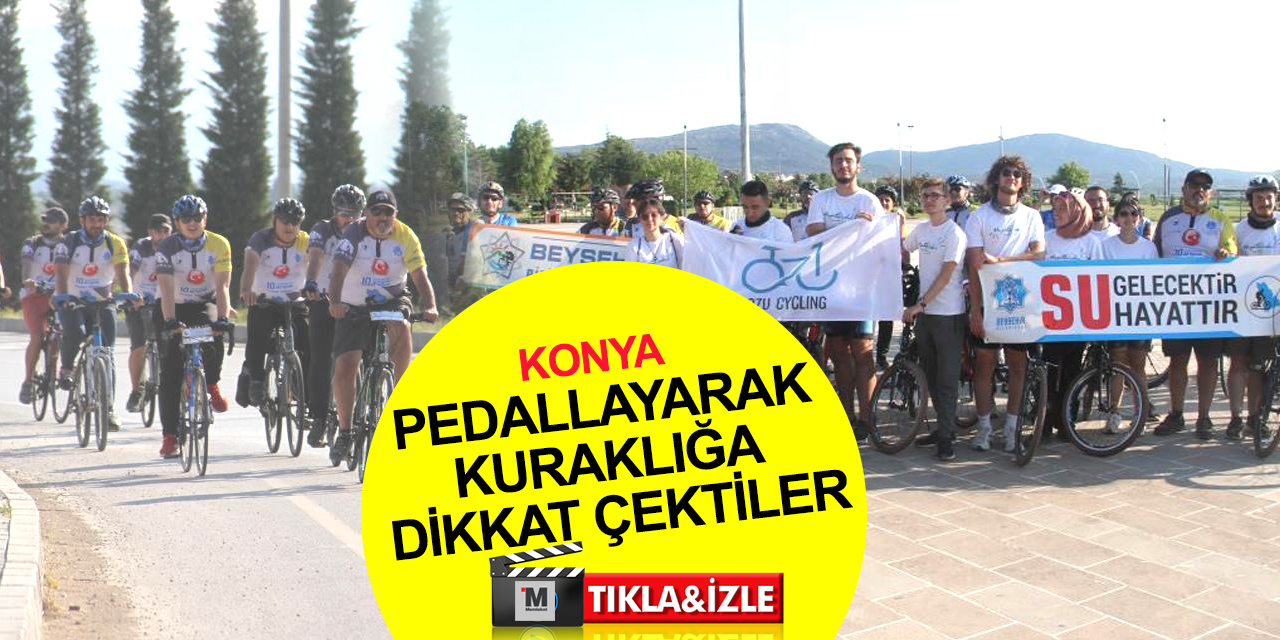 İstanbul'dan bisikletle yola çıkan gençler Konya'da Türkiye göllerindeki kuraklığa dikkat çekti