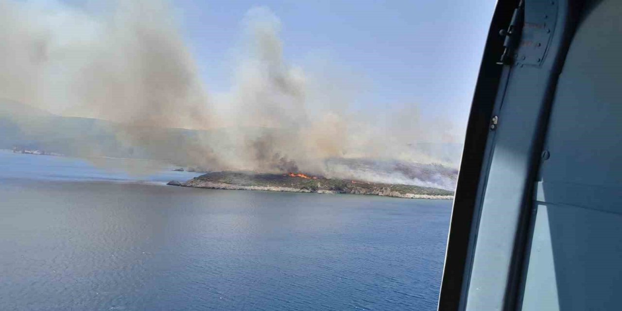 İzmir’de makilik alanda yangına havadan ve karadan müdahale