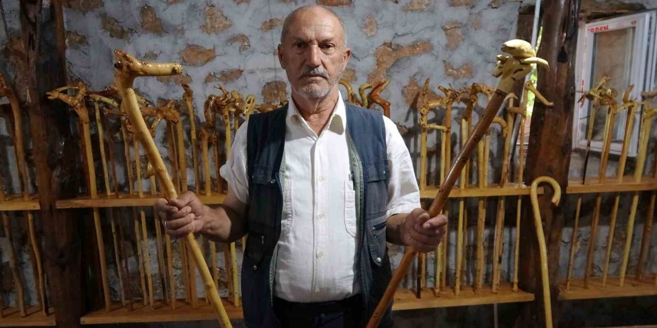 Kurumuş ağaç dallarını ve köklerini sanat eserine dönüştürüyor