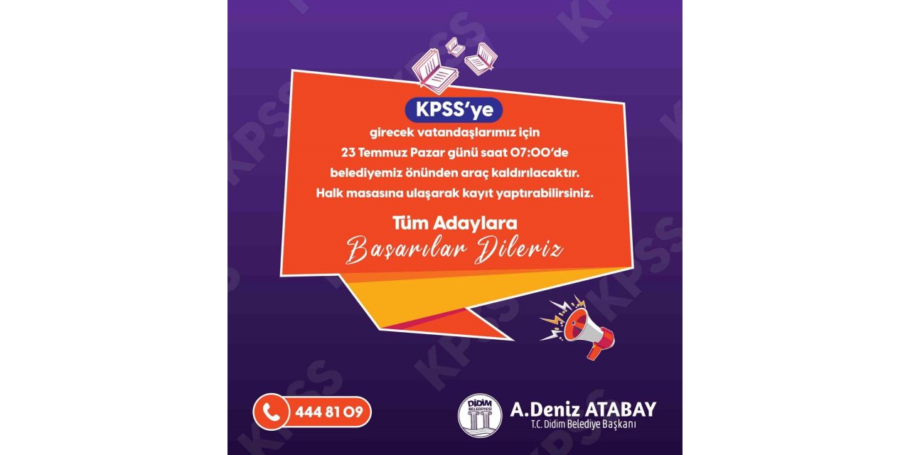 Didim Belediyesi’nden KPSS’ye girecekler için ücretsiz otobüs