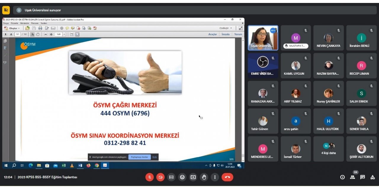 2023 KPSS Uşak İl Sınav Koordinasyon Kurul Toplantısı Gerçekleşti