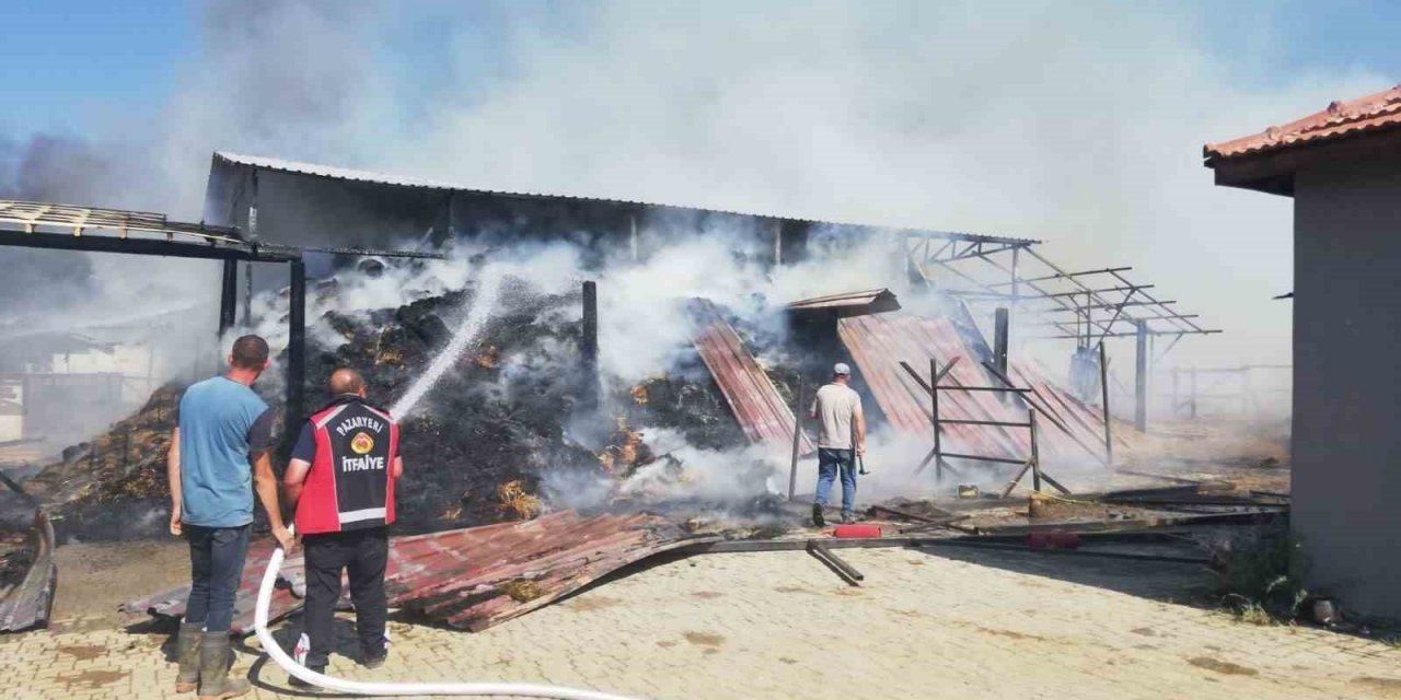 Bilecik’te dün başlayan at çiftliği yangınında soğutma işlemi devam diyor