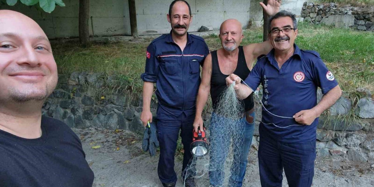 Gümüşhane’de tırıvırıyla kedi kurtarma operasyonu