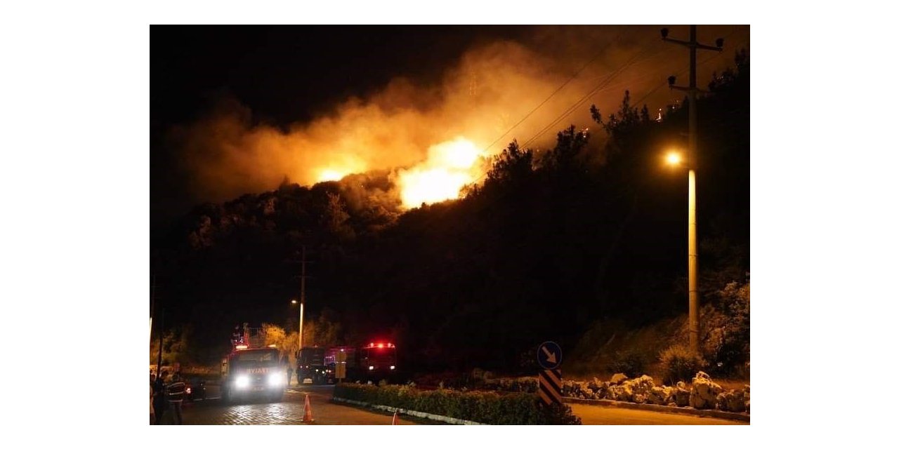 Seydikemer’deki yangına 15 arazöz, 6 su tankeri ile müdahale ediliyor