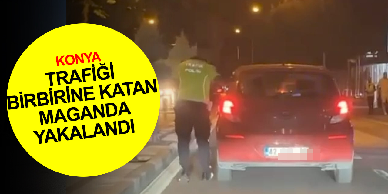 Konya'da hareketli gece! Trafikte terör estiren sürücü ateş edilerek yakalandı! Linçten polis kurtardı