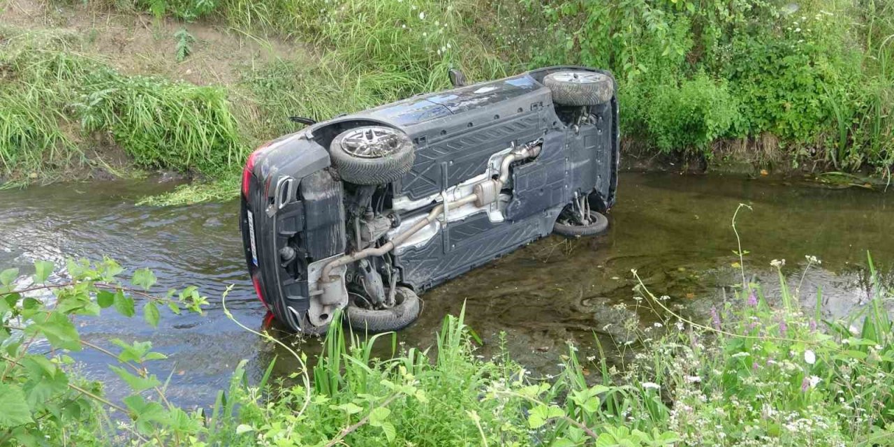 Kontrolden çıkan otomobil çaya uçtu: 4 yaralı
