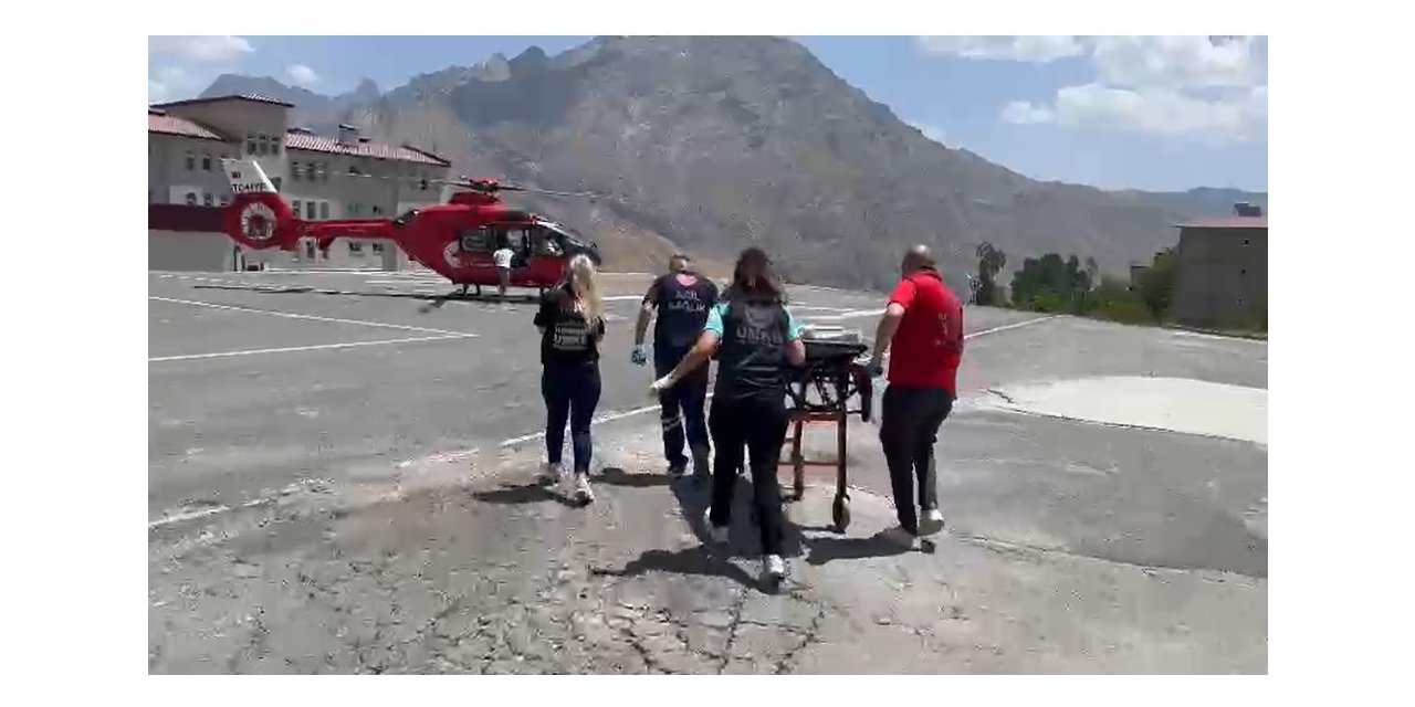 Yılanın ısırdığı vatandaş için ambulans helikopter havalandı