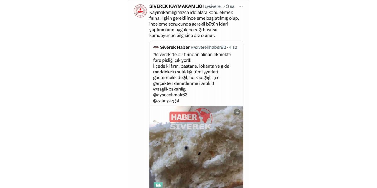 Aldığı ekmekten fare pisliği çıktı, fırın hakkında jet işlem yapıldı