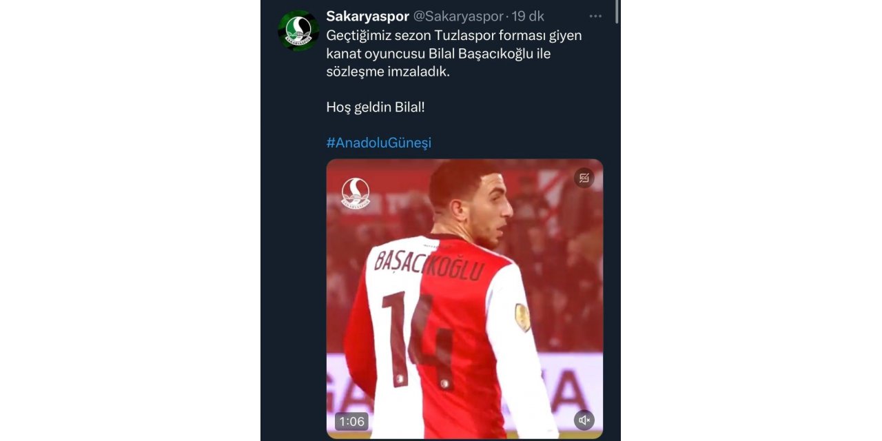 Sakaryaspor, Bilal Başacıkoğlu ile sözleşme imzaladı