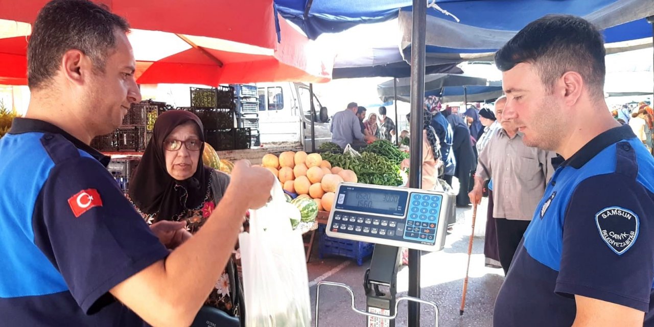Canik’te pazar tartıları denetlendi