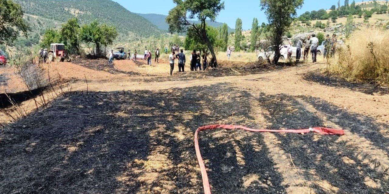 Emet’te ekili alanda çıkan yangın ormana sıçramadan söndürüldü