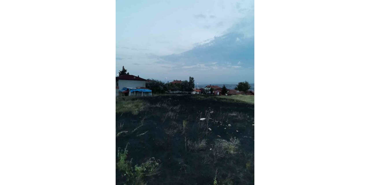 Otluk alanda başlayan yangın evlere sıçramadan söndürüldü