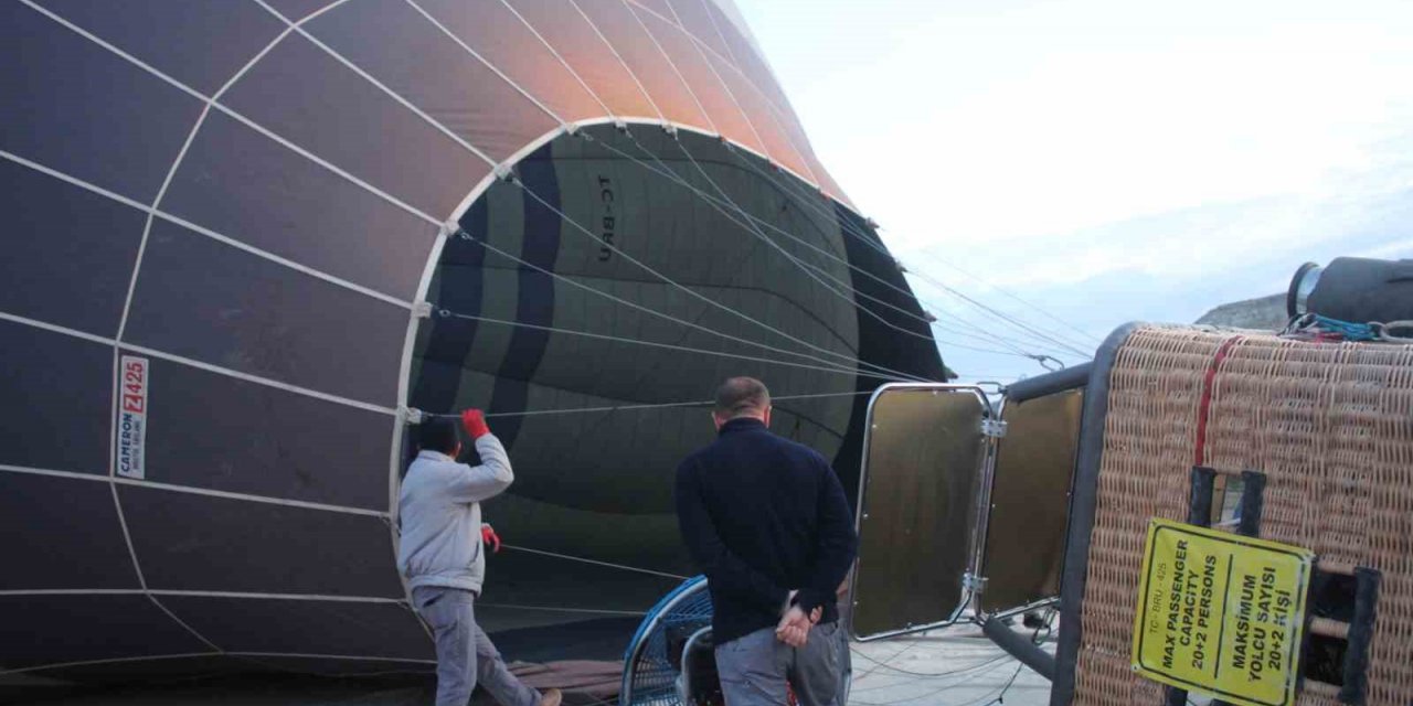 Kapadokya’da balonlara rüzgar engeli