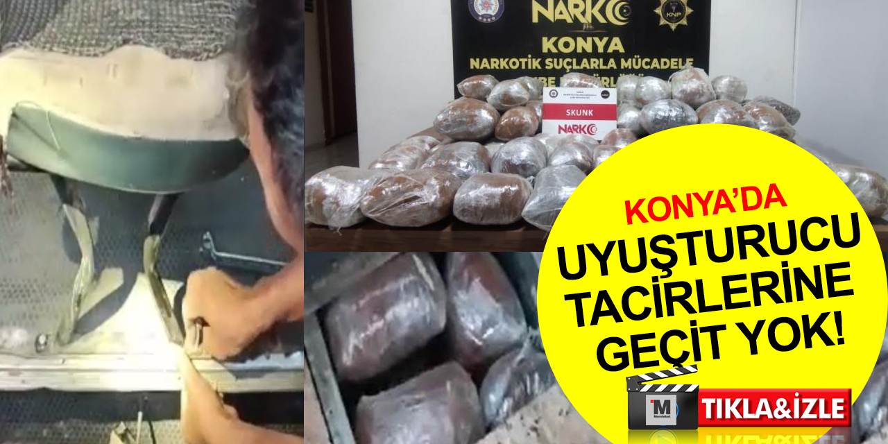 Konya'da aranan minibüsten zulalanmış 71 paket halinde kilolarca uyuşturucu çıktı! 5 tutuklama