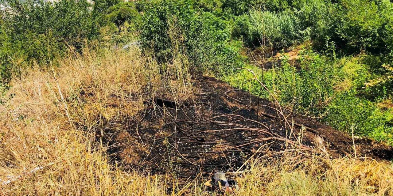 Otluk alanda çıkan yangın bahçeye sıçramadan söndürüldü