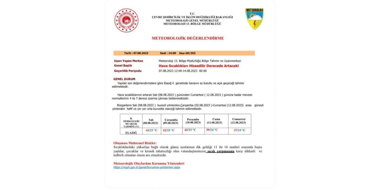 Eyyam-ı bahur Elazığ’ı terk etmiyor