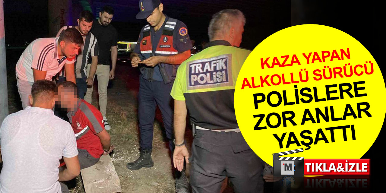 Alkollü sürücü polislere zor anlar yaşattı! Önce ekip otosunda, sonra refüjde uyudu