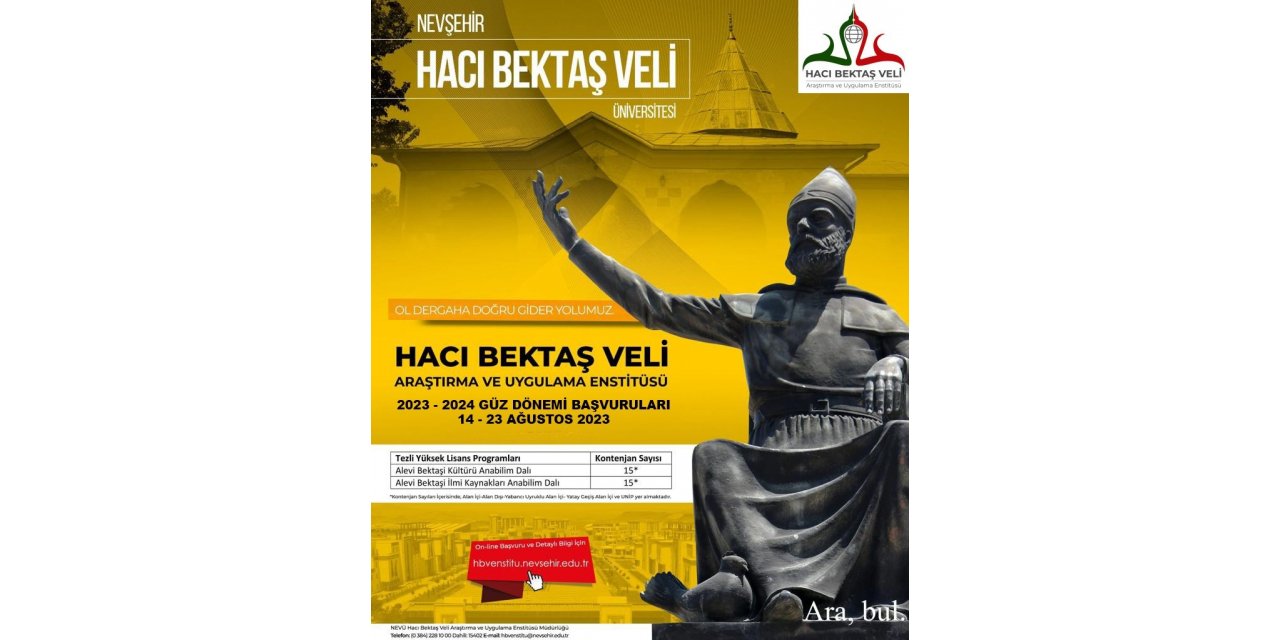 NEVÜ Hacı Bektaş Veli Araştırma ve Uygulama Enstitüsü Öğrenci Alacak