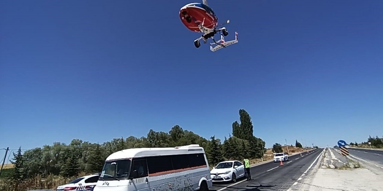 ‘Cayrokopter’ destekli trafik denetimi gerçekleştirildi