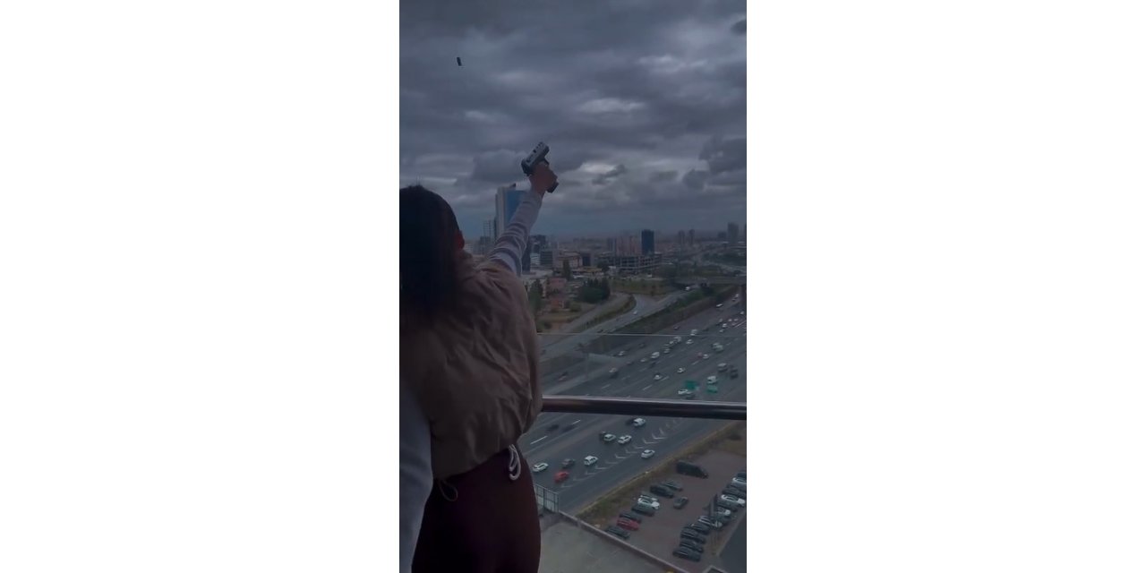 Batışehir’de silahla havaya ateş açan kadın maganda kamerada