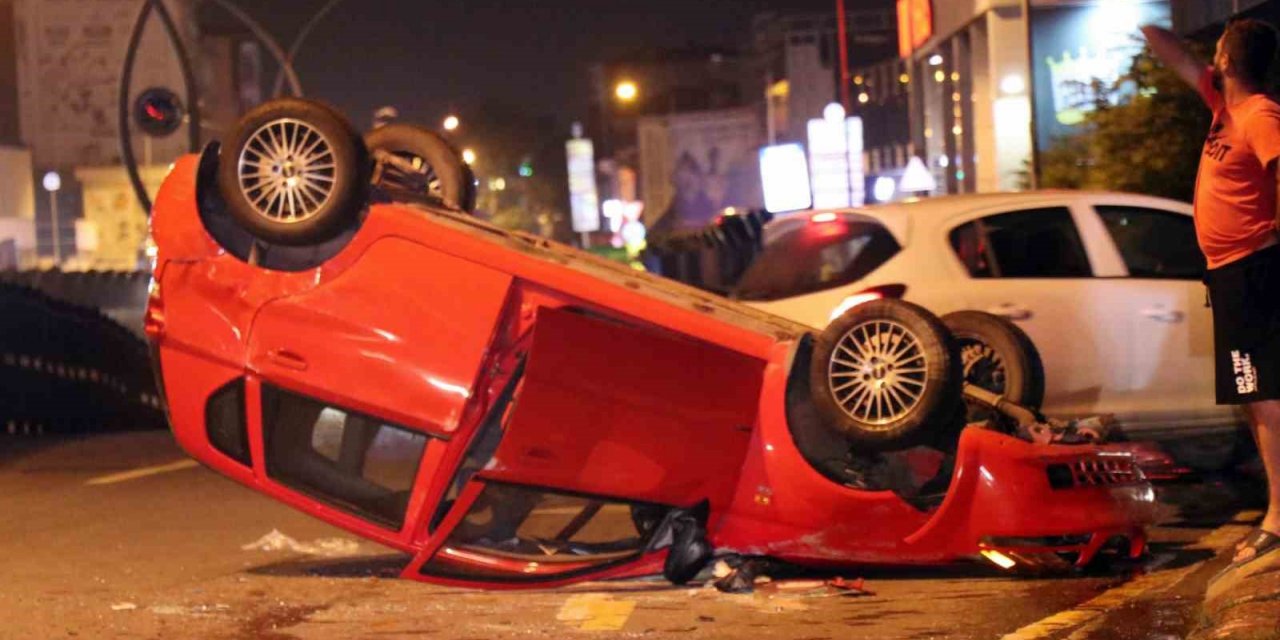 Takla atan otomobili bırakıp kaçtı