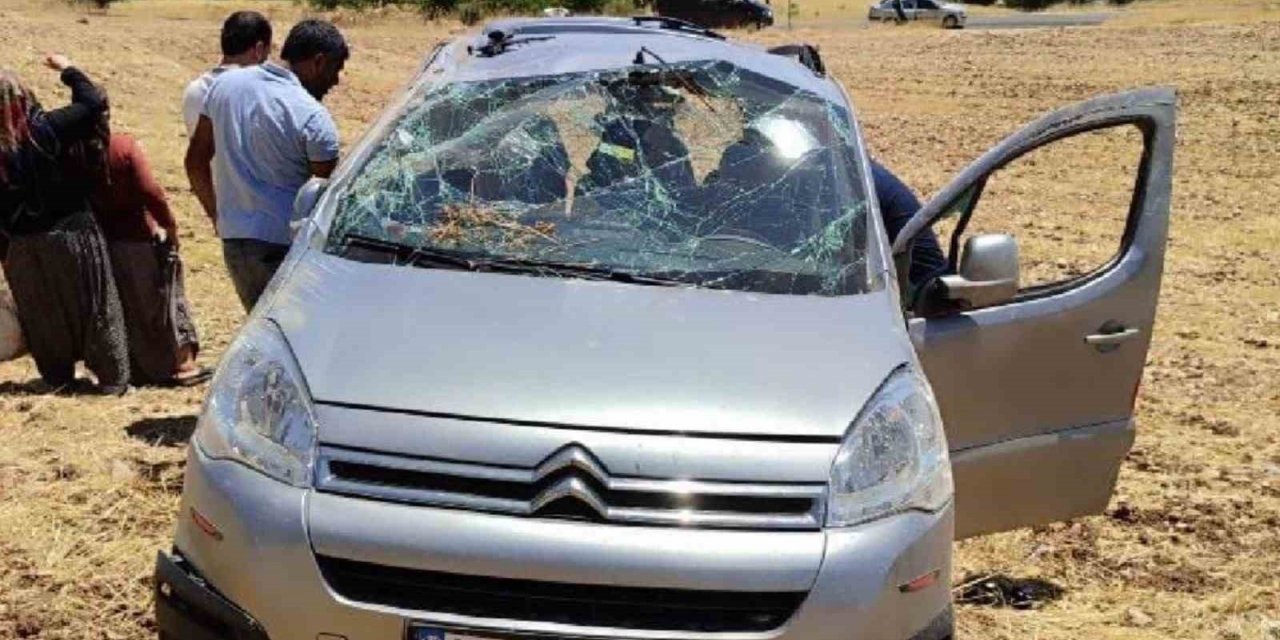 Hafif ticari araç tarlaya uçtu: 2 yaralı