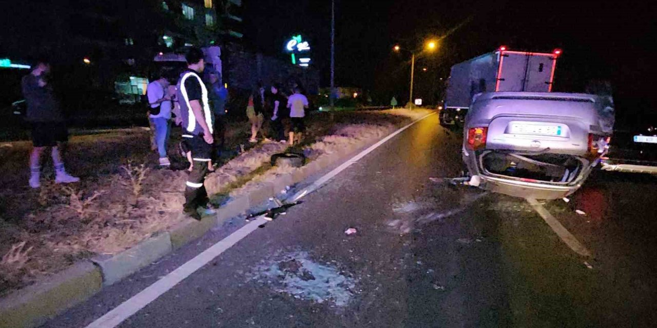 Kamyonun çarptığı otomobil ok gibi fırladı