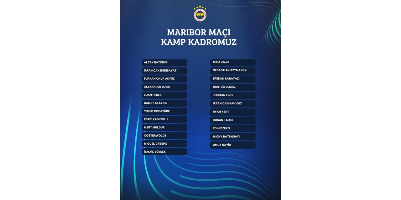 Fenerbahçe’nin Maribor maçı kamp kadrosu açıklandı