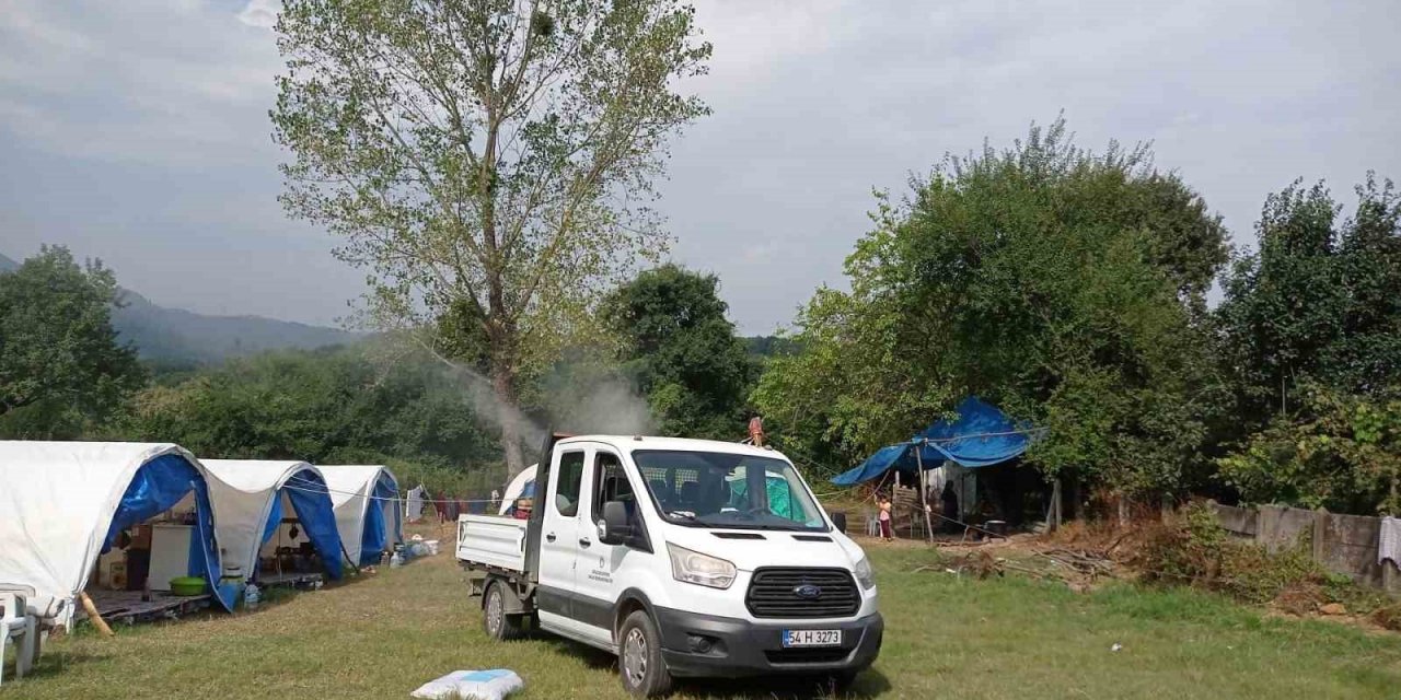 Fındık işçilerinin çadırları ilaçlandı