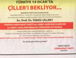 Sözcü'de müthiş Çiller ilanı!