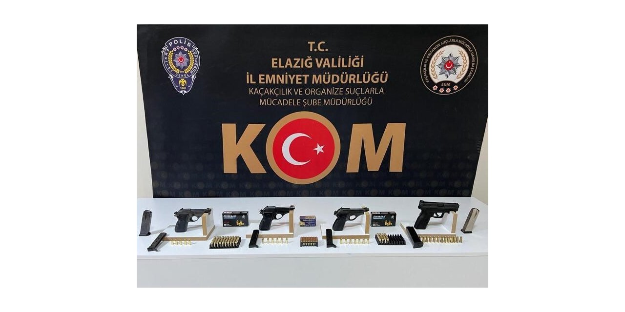 Elazığ’da 4 adet ruhsatsız tabanca ve 151 adet fişek ele geçirildi