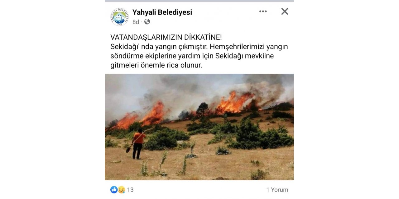 Yahyalı’daki yangın kontrol altına alındı