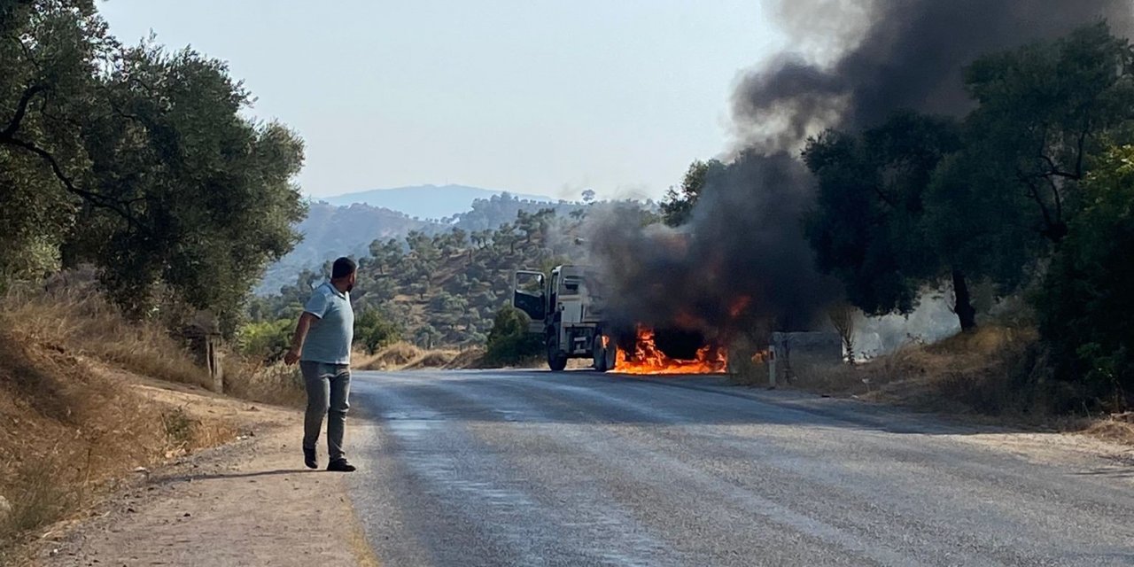 Beton mikseri bir anda alev topuna döndü