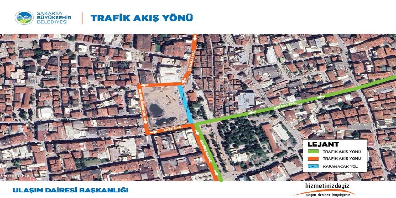 Sakarya Büyükşehir’den uyarı: Bankalar Caddesi trafiğe kapanıyor