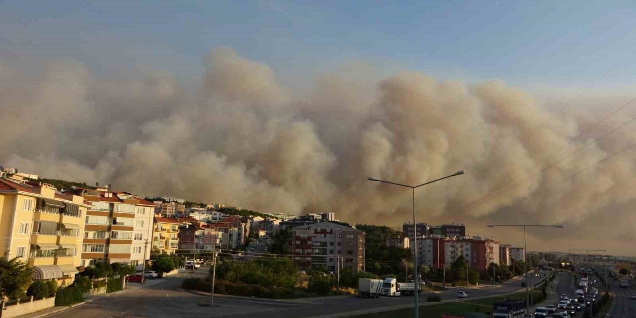 Çanakkale’de orman yangını nedeniyle şehir merkezi adeta dumanla kaplandı