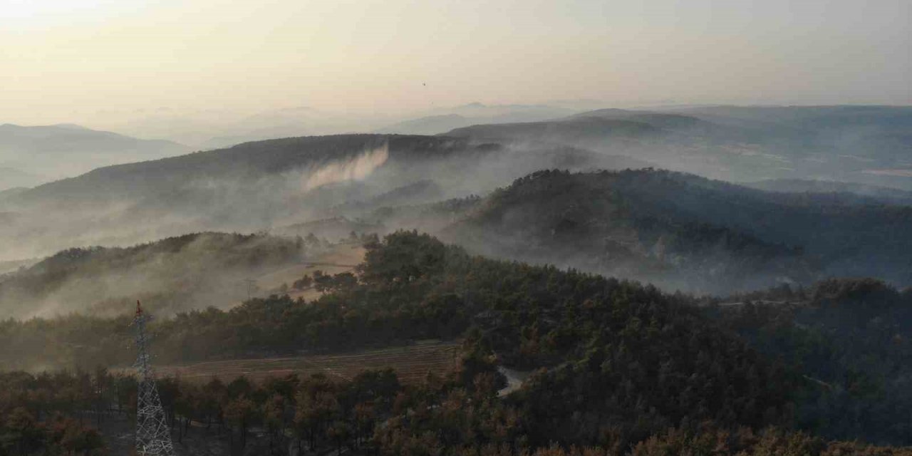 Çanakkale’de orman yangınının 3. gününde yanan alanlar böyle görüntülendi