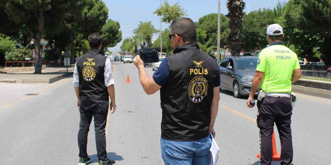Drone destekli denetimlerde 2 saatte 33 araç cezadan kaçamadı