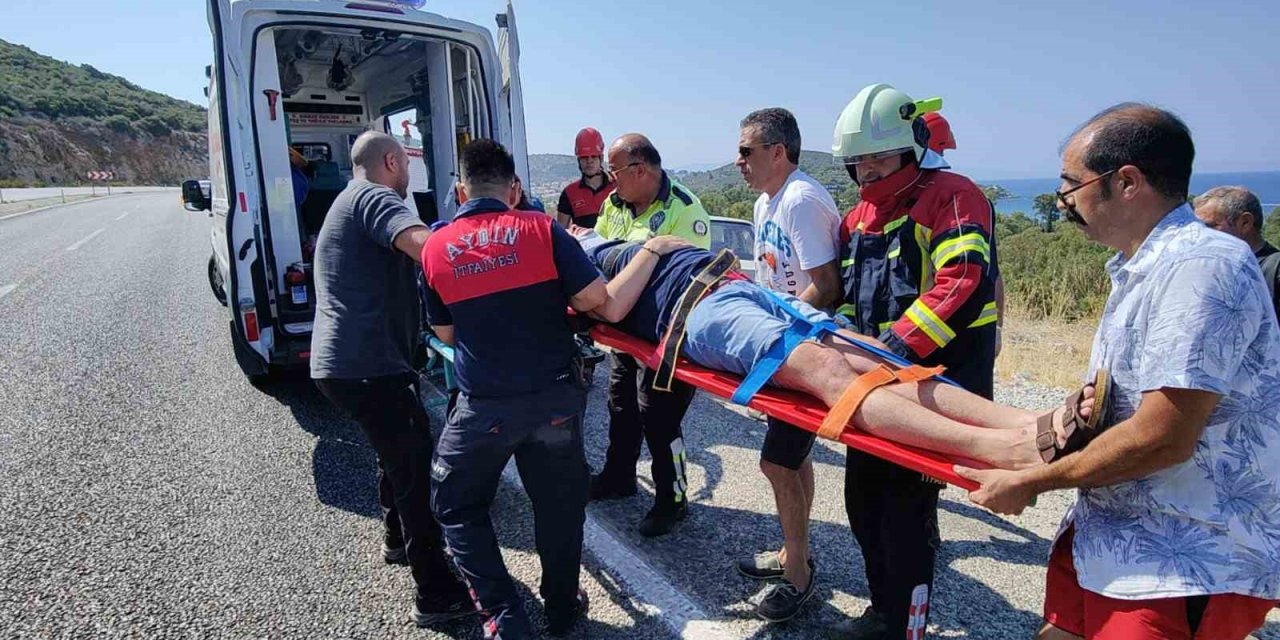 Kuşadası’nda otomobil şarampole yuvarlandı: 1 yaralı