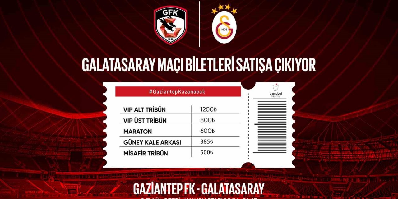 Gaziantep FK - Galatasaray maçı biletleri satışta