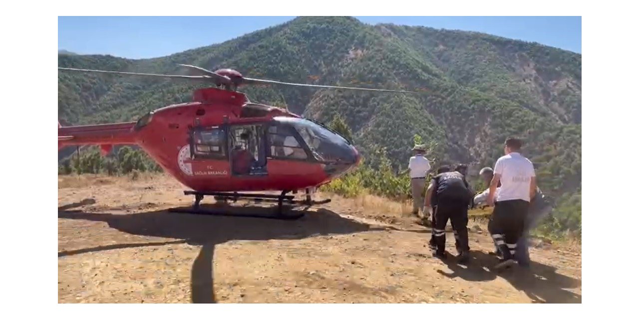 Ambulans helikopter mezradaki hastanın imdadına yetişti