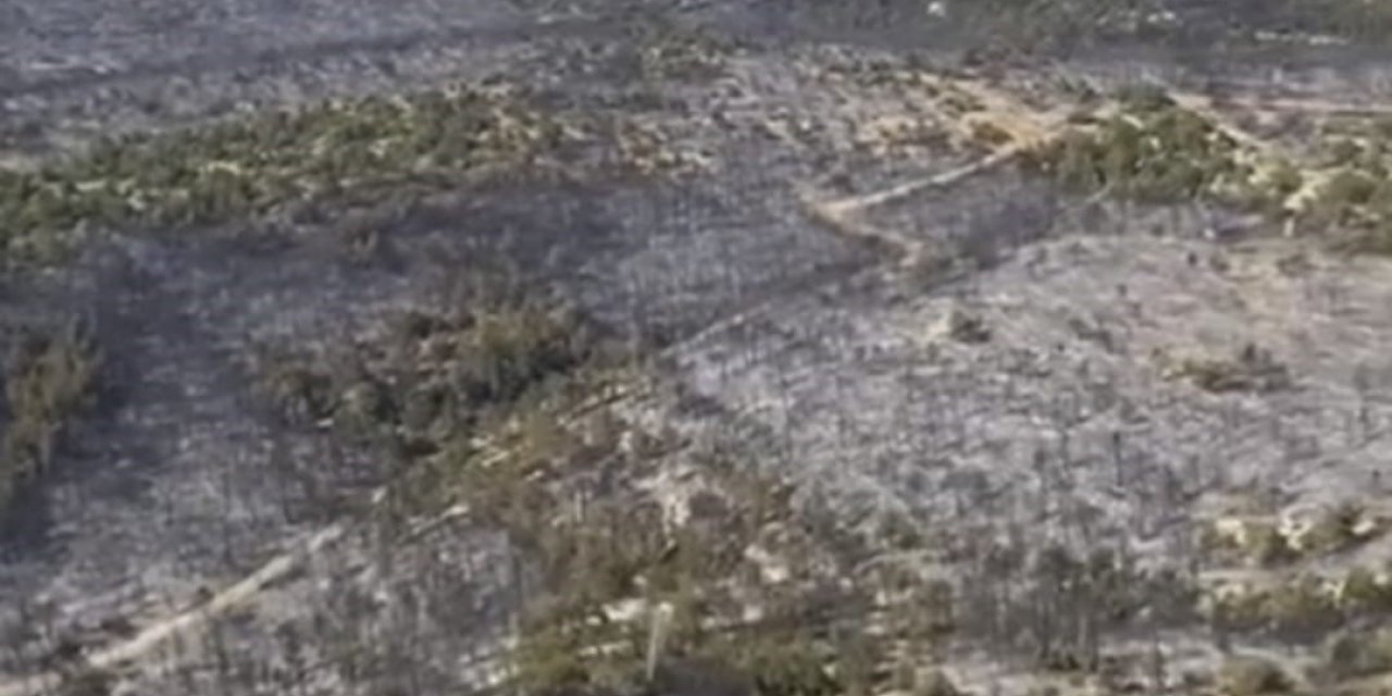 Kütahya’da yanan ormanlık alanlar havadan görüntülendi