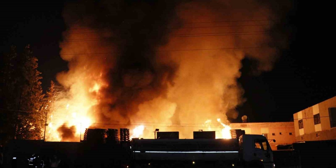 Adana’da palet deposu alevlere teslim oldu