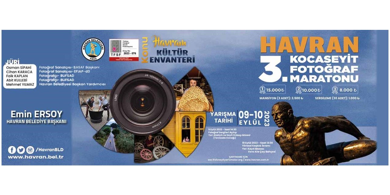 3.Ulusal Havran Kocaseyit Fotoğraf Maratonu 09-10 Eylül 2023 tarihlerinde yapılacak