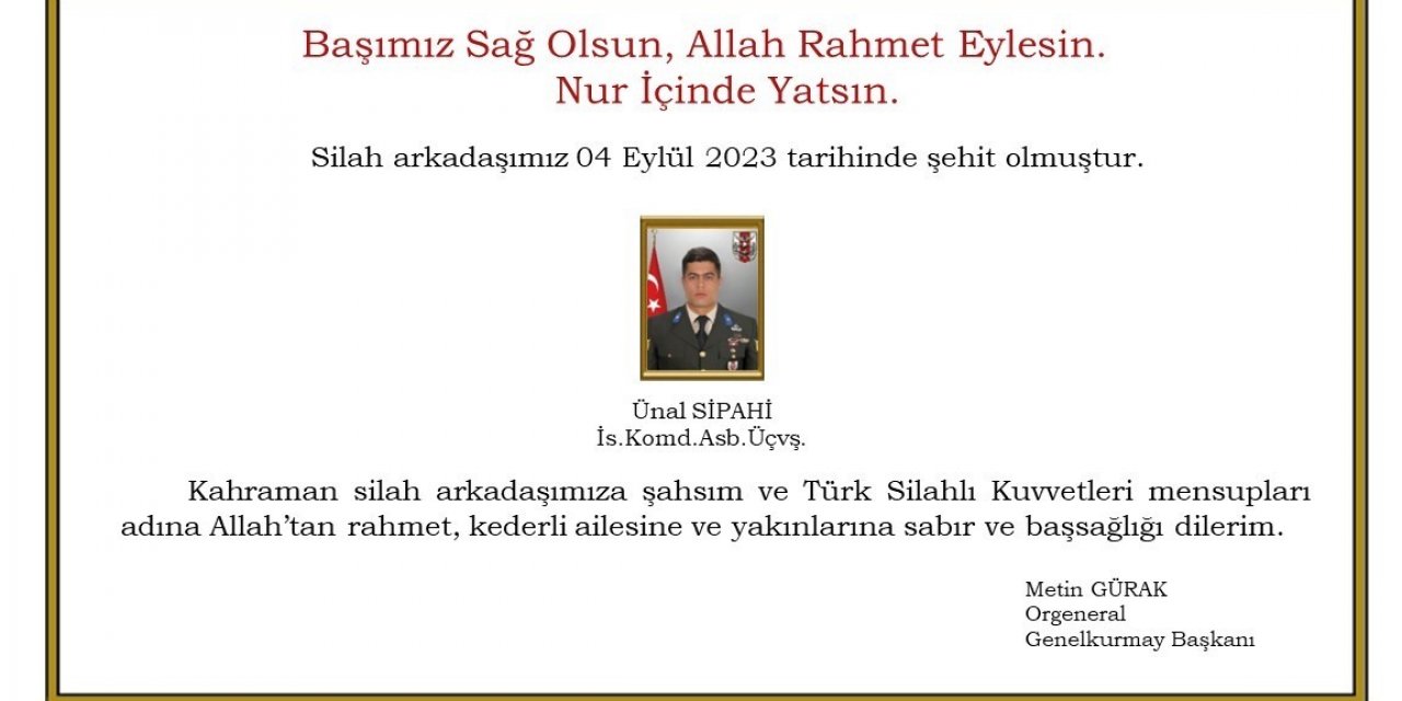 MSB, EYP patlaması sonucu bir askerin şehit olduğunu duyurdu