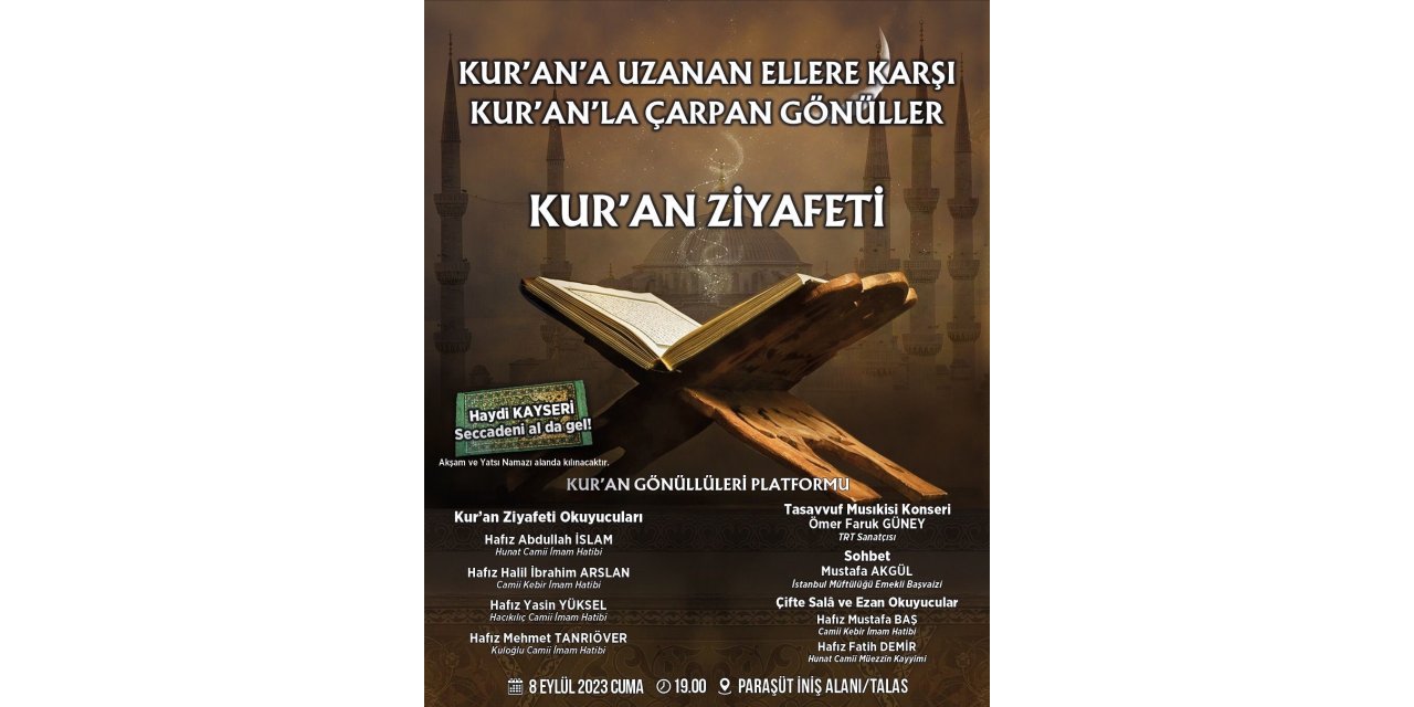 Kayserililer Kur’an ziyafetinde buluşacak