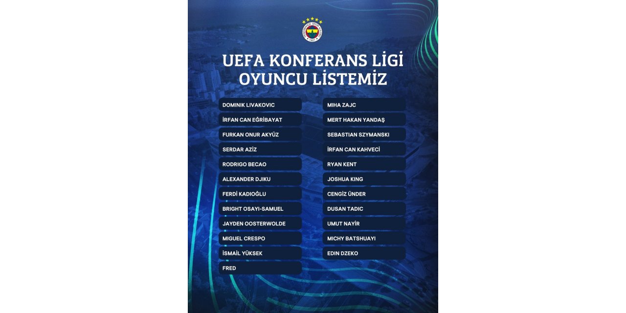 Fenerbahçe, UEFA Konferans Ligi kadrosunu açıkladı