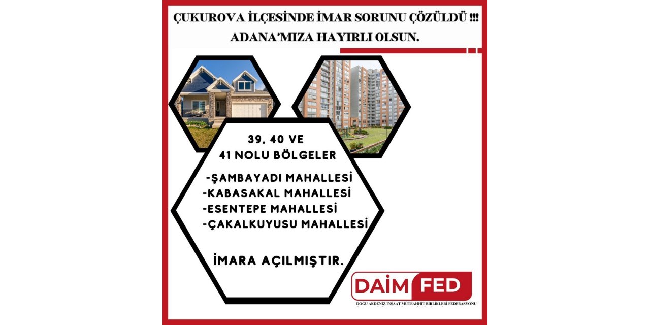 Çukurova’da 4 mahalle imara açıldı