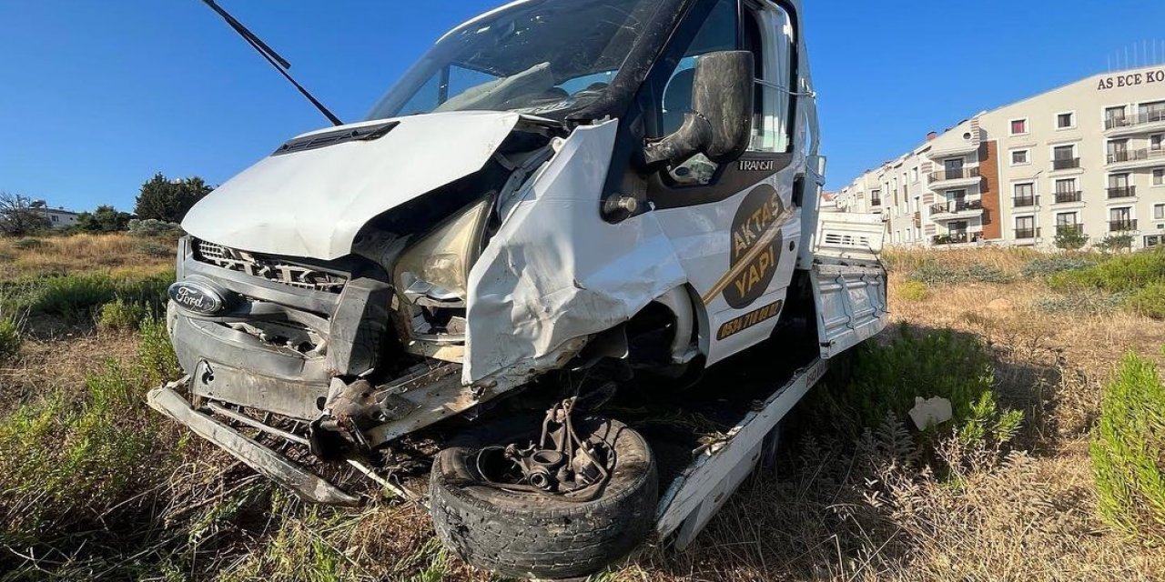 Kontrolden çıkan kamyonet şarampole uçtu