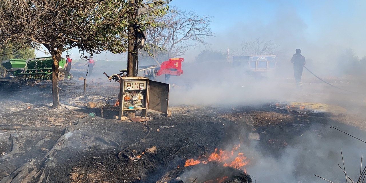 Anız yangını bahçeye sıçradı