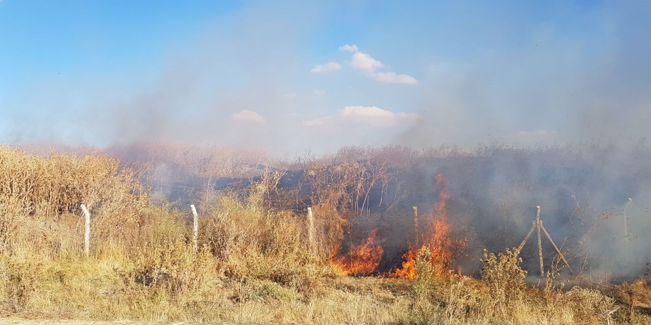 Kazı alanında korkutan yangın